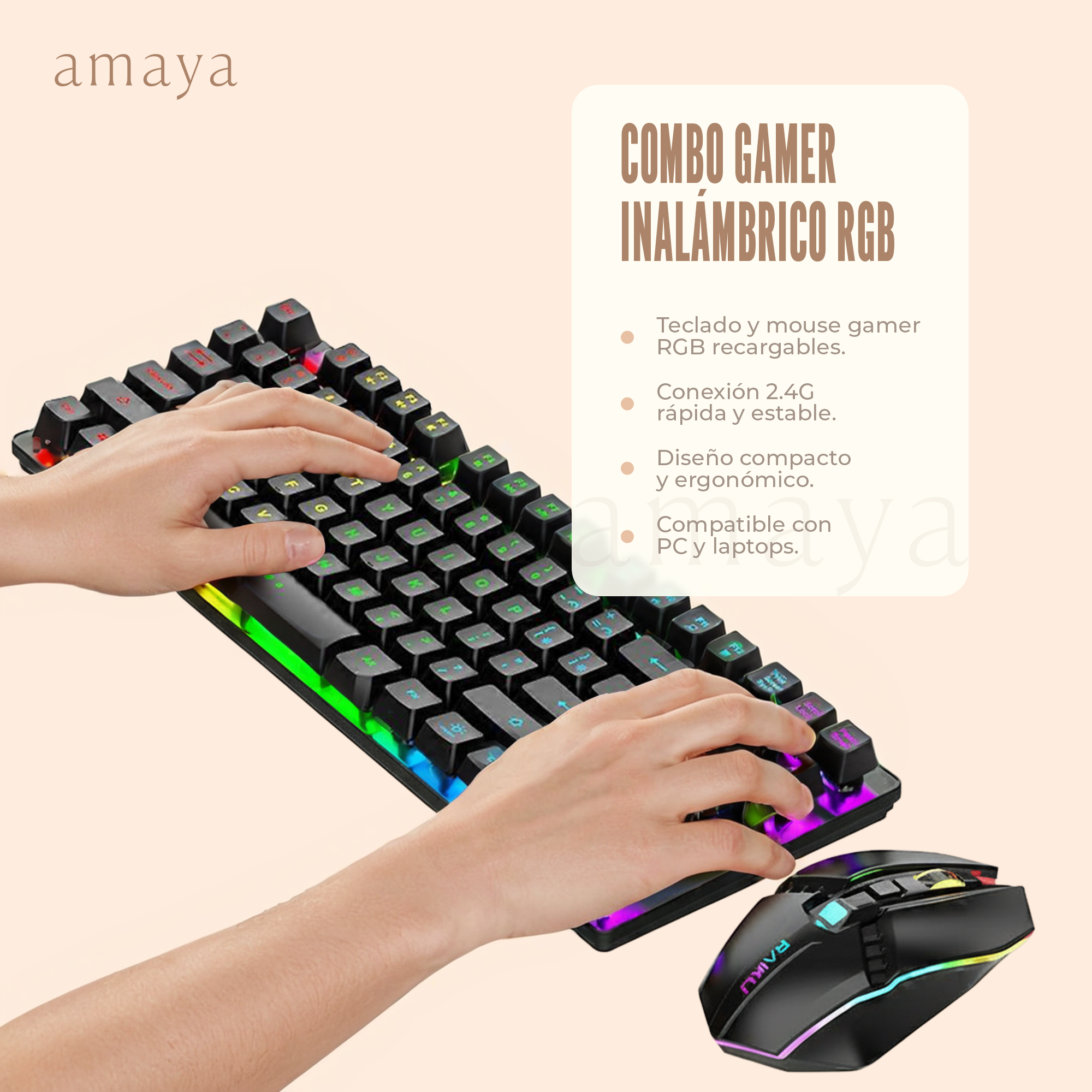 Combo Gamer Inalámbrico RGB Recargable