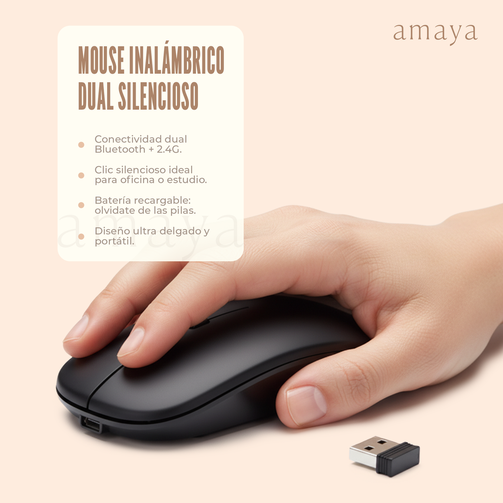 Mouse Inalámbrico Recargable Dual Mode 2.4G + Bluetooth