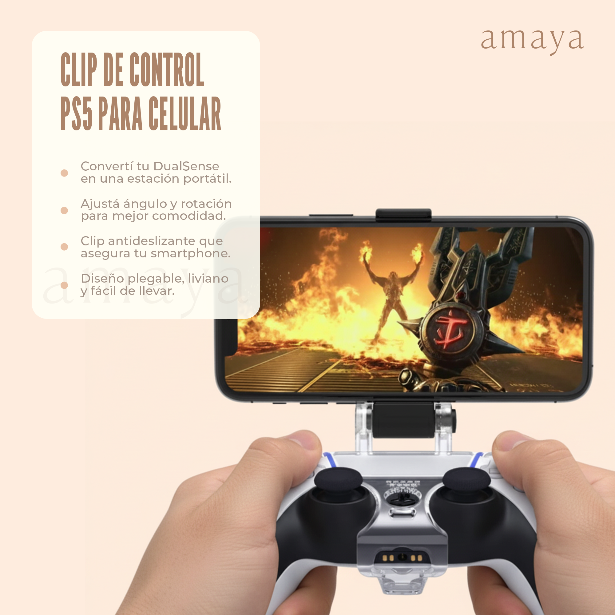 Soporte Ajustable para Control de PS5 con Clip para Celular