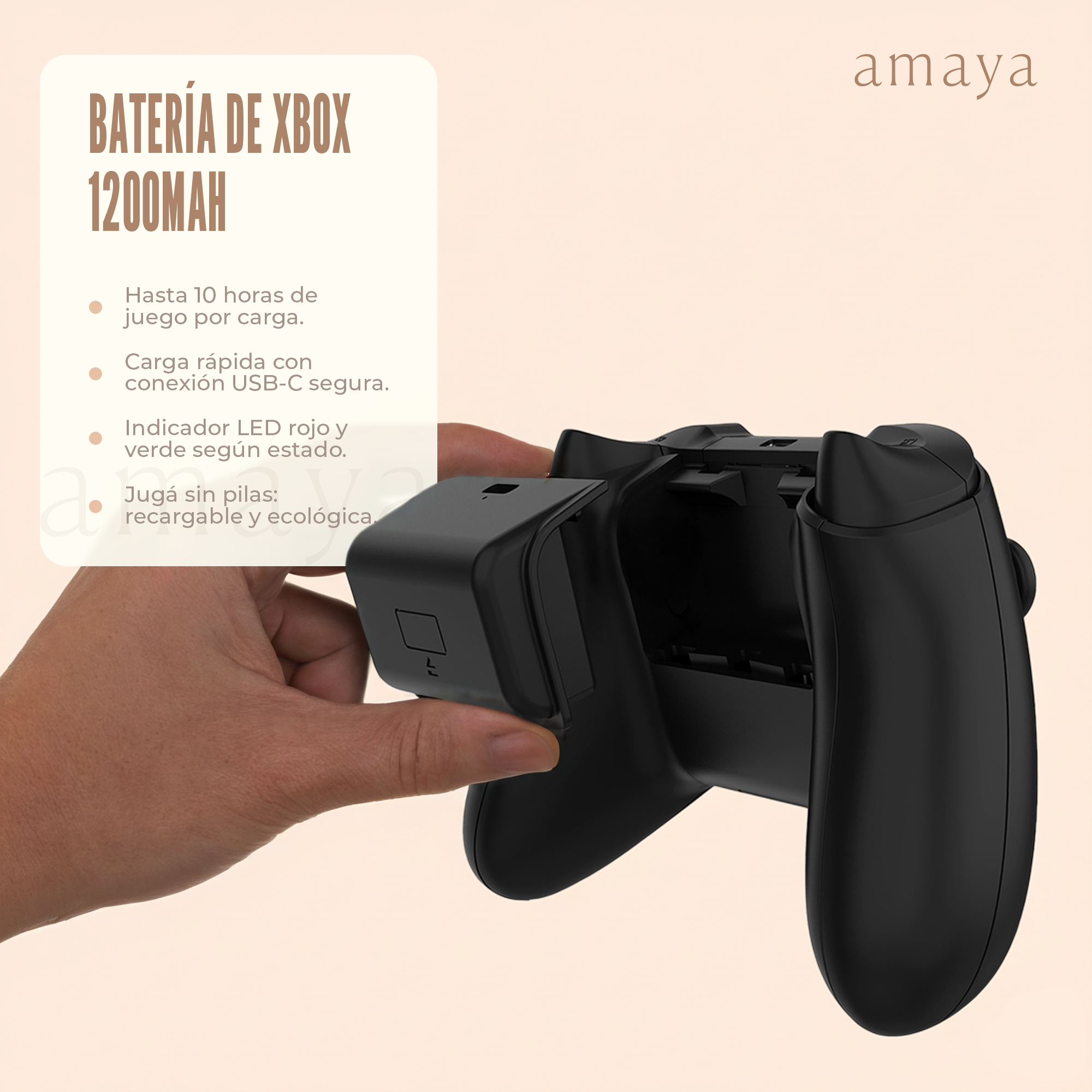 Batería Recargable para Control de Xbox Series X/S + Cable USB-C