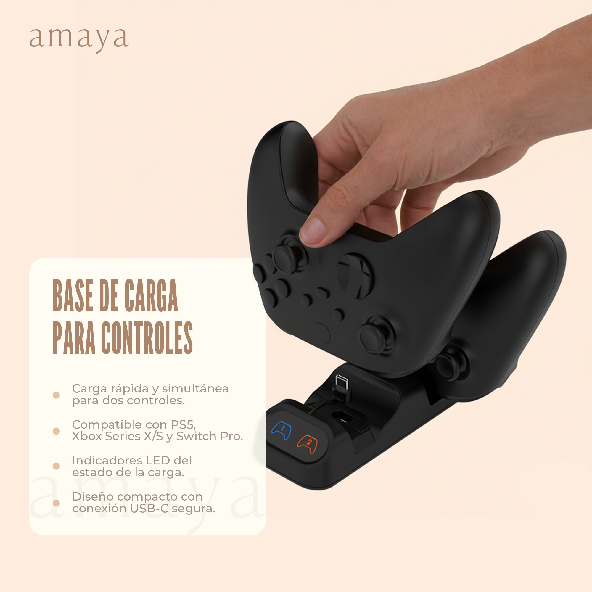 Base de Carga Doble para Controles