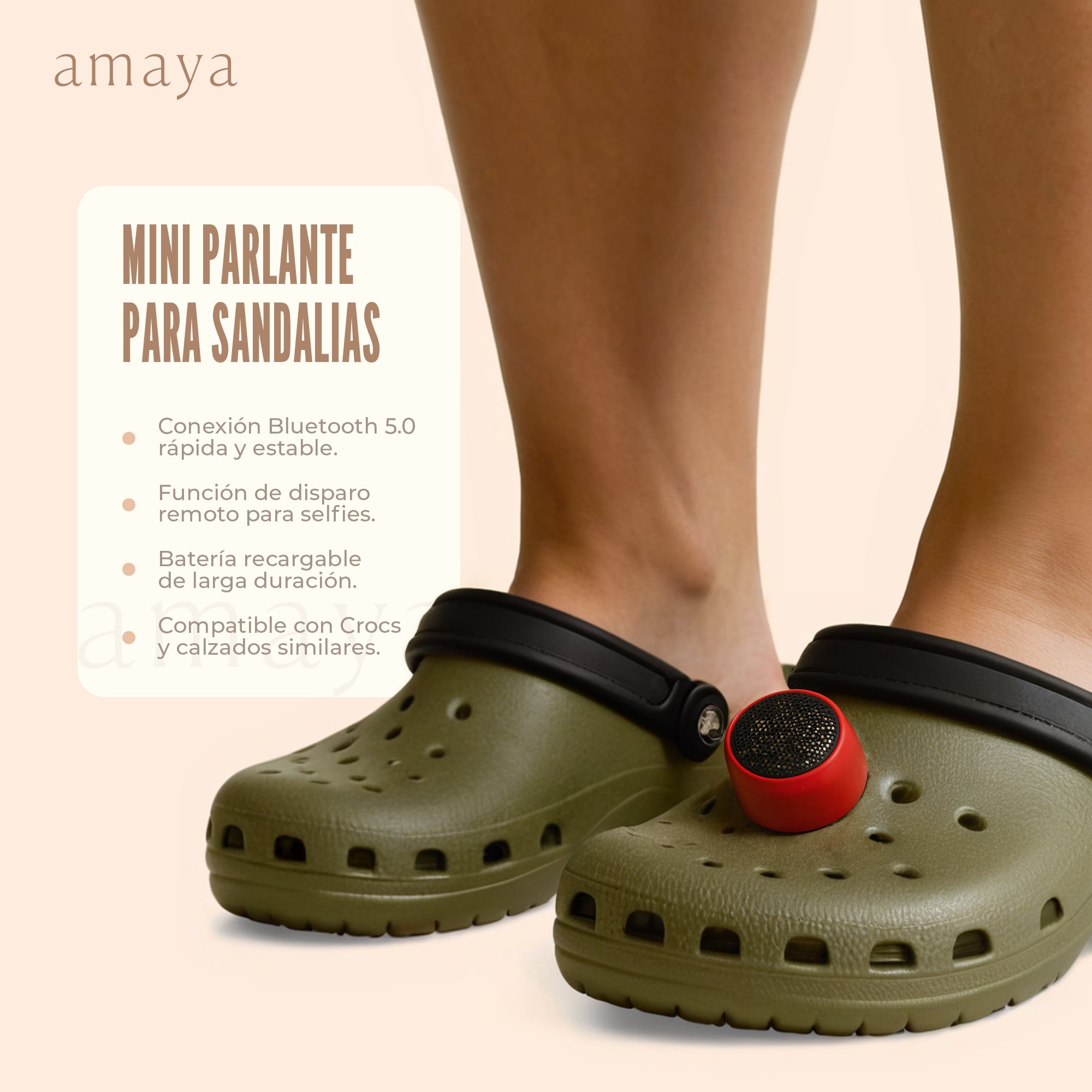 Mini Parlante Bluetooth para Sandalias de Goma tipo Crocs