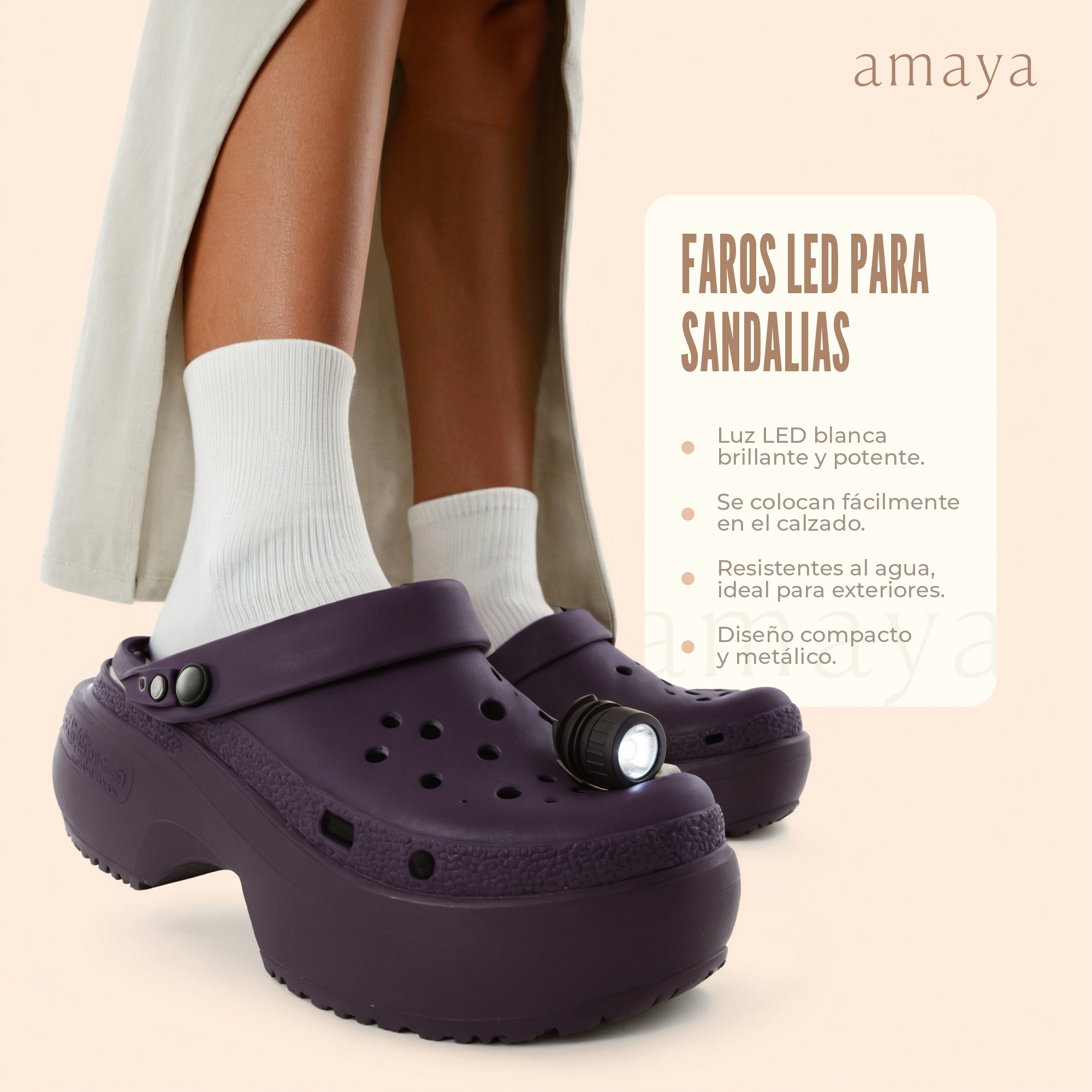 Faros LED para Sandalias de Goma tipo Crocs