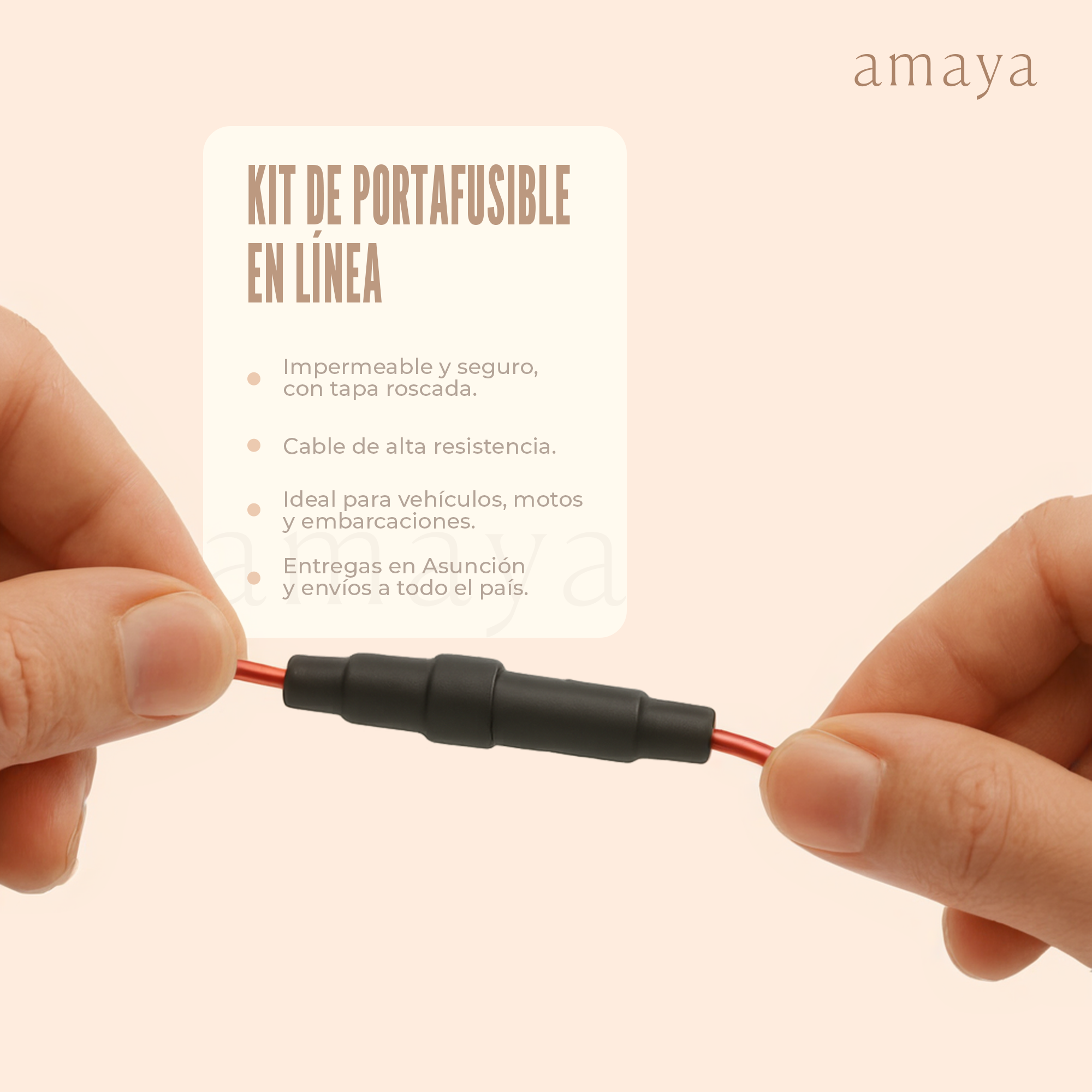 Portafusible Impermeable + Fusible de Vidrio 5×20 mm