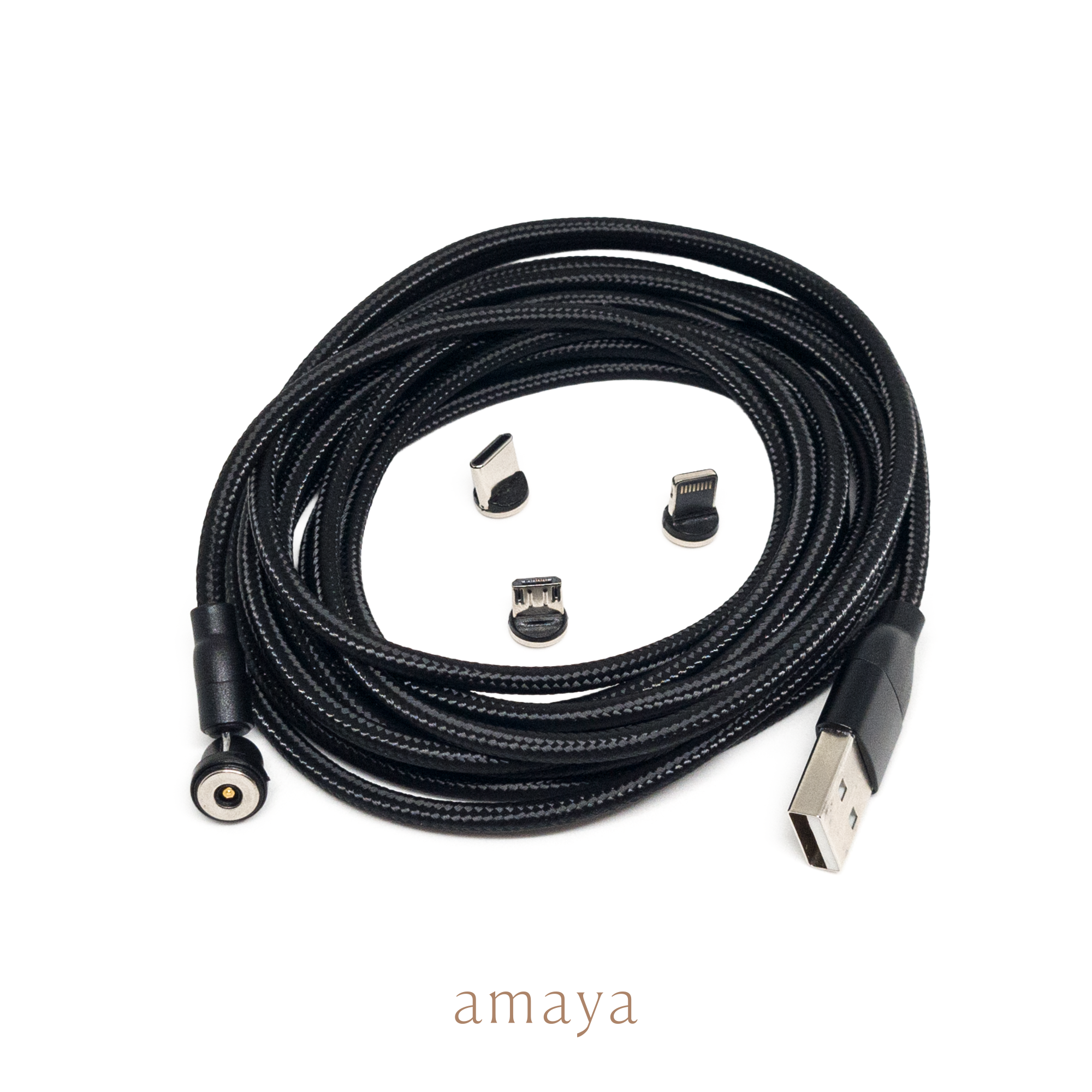 Cable USB Magnético Rotativo 3 en 1